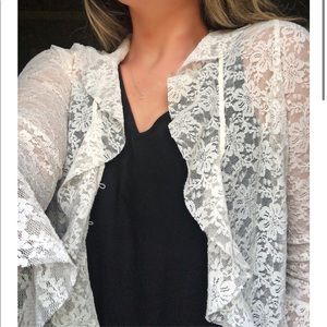 Ruffle Lace Button Up - Medium